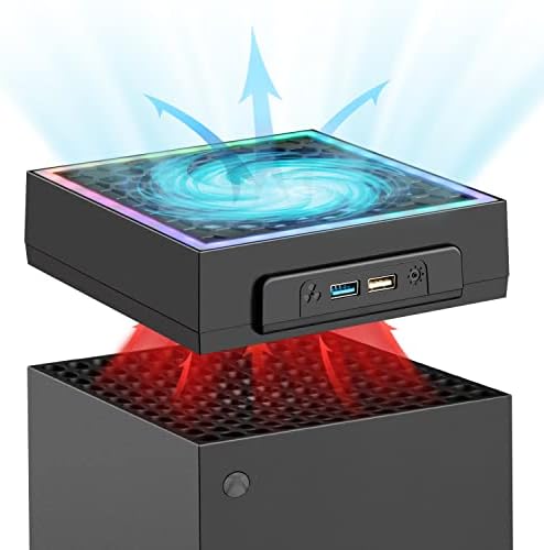 Най-горния Охлаждащ вентилатор за конзолата Xbox Серия X с led осветление, поставка MVIIOE за Xbox Серия X с 3 скорости на въртене,