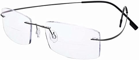HUIHUIKK Лека дограма без рамки + 2,00 бифокални Очила за четене Сиви Очила за четене с футляром Новост!