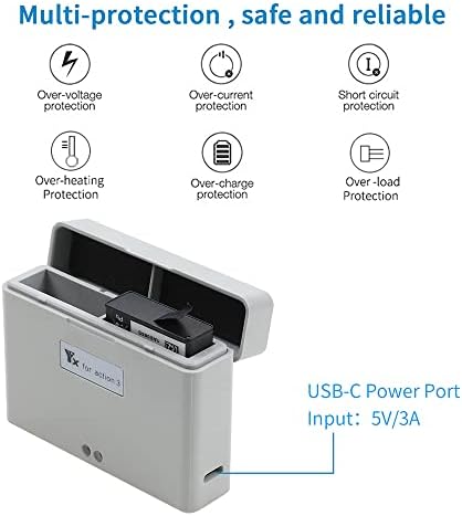 Компактно Карманное зарядно устройство за батерията, Защитен калъф за батерия, Аксесоари за DJI OSMO Action 3, компактно USB-зарядно устройство зарежда 2 акумулатора едновр