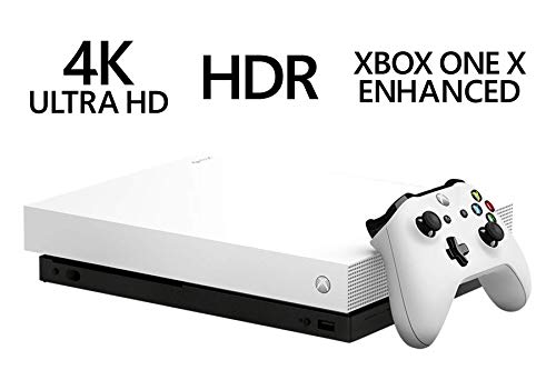 Игрова конзола на Microsoft Xbox One X с един карам с капацитет 1 Tb ограничен издаване Бял цвят с безжичен контролер - Вграден 4K - HDR -подобрен процесор Скорпион и бърз SSD-карам