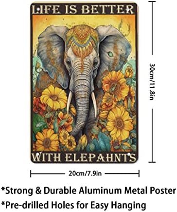 Daikokuten Живота по-добре Със Слонове Алуминиев Знак Метален Плакат на Стенно Изкуство за Украса на Стаята Кухня Бара Магазин 12x8