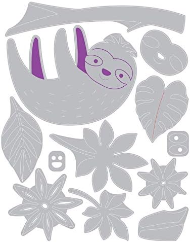 Комплект печати Sizzix Thinlits, Ленивец, Животно от Джунглата, Многоцветен, 12 Опаковки, Многоцветен
