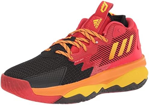 баскетболни обувки адидас Dame 8, Червена /Командно-Жълта /Шок-оранжева (г-н Невероятен), 3,5 долара, Унисекс Big Kid