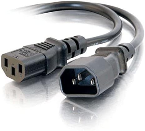 Захранващ кабел C2G, Кратък удължителен кабел, удължителен кабел за захранване, Кабел за захранване на компютъра, 18 AWG, Черен, 3 Фута (0,91 м), Кабели в комплекта 03120