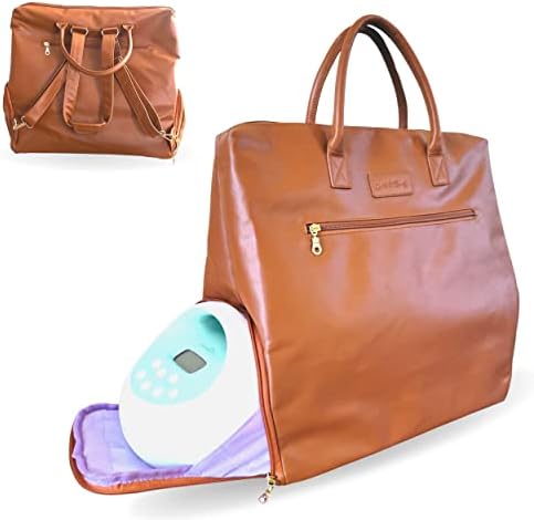 Комплект Големи чанти за молокоотсоса от веганской на кожата за работещи майки - Удобна чанта за влажни сушене с цветен модел за подробности молокоотсоса с постеля