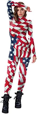 4 юли, Женски Гамаши с висока талия, Флаг на САЩ, Гамаши за Йога и Джогинг, Ултра Мека Матирана Ластични Панталони