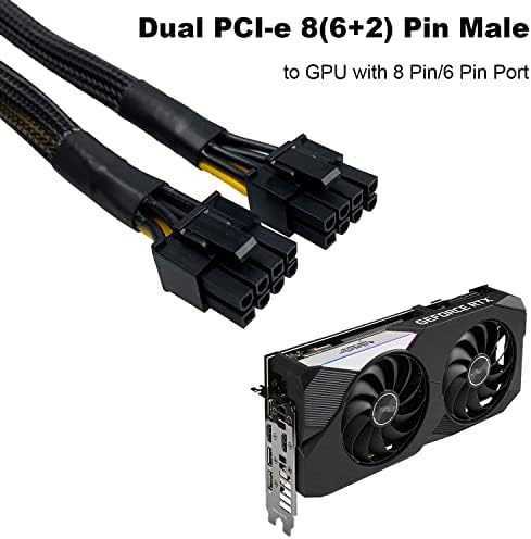 Amangny 16 AWG VGA GPU 8 Pin към Двойното 8 (6 + 2) номера за контакт адаптер на захранване PCI-E Миньор Графична Видео карта с