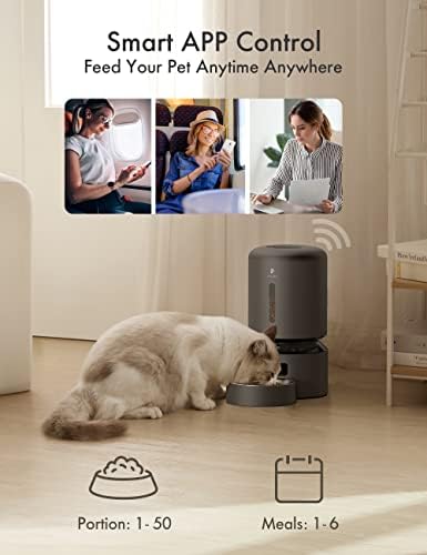 PETLIBRO Автоматична Ясла за котки, 5G WiFi Ясла за домашни любимци с горивото приложение за сухи храни за домашни любимци, сензор ниско съдържание на храната и запушванет