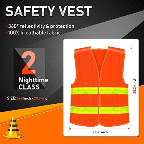 30 Опаковки Защитна жилетка на Едро със Светлоотразителни ивици, Отразяваща жилетка с висока видимост, Оранжева Жилетка за сигурност,