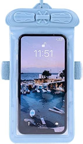 Калъф за телефон Vaxson, съвместим с HTC Wildfire E Plus, водоустойчив калъф, суха чанта [без защитно фолио за екрана], син