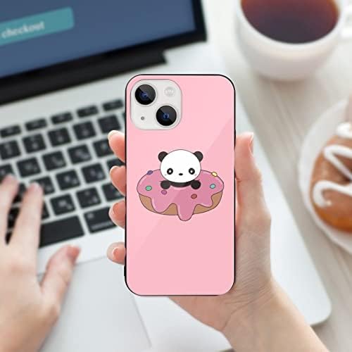 Сладък е защитен калъф за мобилен телефон с пончиками и пандой от TPU стъкло, сладък устойчив на удари калъф за телефон iPhone 13