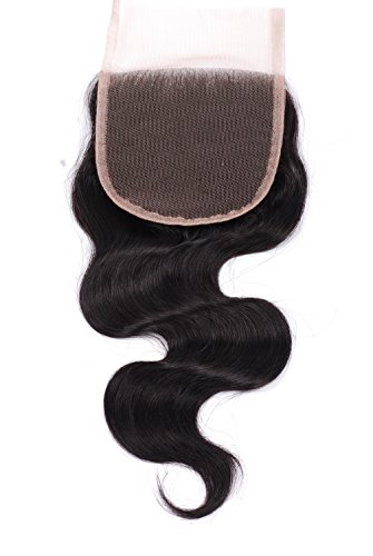 Mike & Mary® Топ 7A Бразилски естествен косъм, 16 , лейси закопчалката, обемна вълна, размер 4x4 , естествен цвят, свободната част