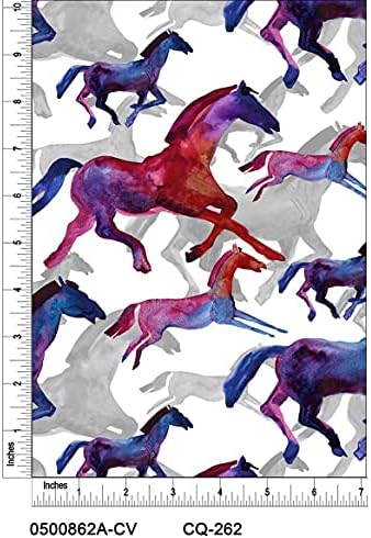 Дизайн с боядисани коне, отпечатана върху памучна ватирана тъкан by The Yard