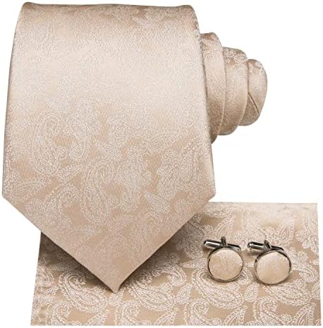 Комплект от копринени вратовръзки с петна Пейсли Hi-Равенство и Квадратни копчета за ръкавели за джобове