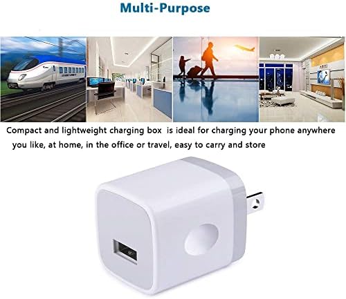 USB Зарядно устройство, Блок за зареждане на iPhone, NonoUV 5-Pack 1A /5V Однопортовое USB Стенно Зарядно Устройство Cube Box Тухлена