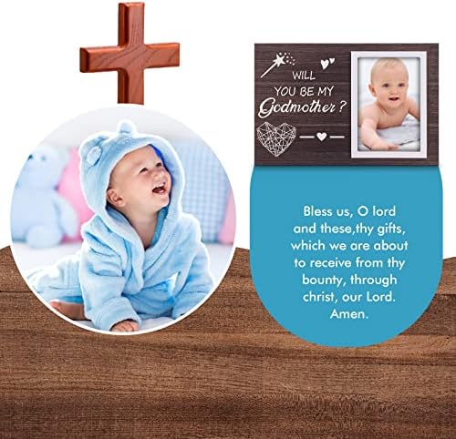 Фоторамка за кръщение момче Якучо - Перфектен подарък за Кръщенета, пълна карта с благословия, с Двойна рамка за снимки с размери