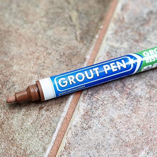 Маркер за фугиране на плочки Grout Pen: 2 опаковки на теракот на цвят, с 5 и с малко пари сменяеми накрайници (тесни, 5 мм) - Водоустойчива