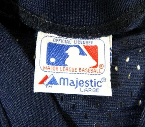 1983-90 California Angels 3 Играта Използва Синята Фланелка За тренировка Вата L DP21588 - Играта Използва Тениски MLB