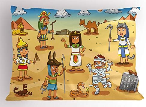 Имитация на Анимационни възглавници Ambesonne, Исторически Символи на Египет с образа на Пирамидите, на Мама крал на Клеопатра,
