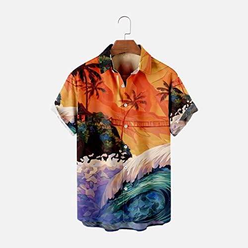Zpervoba Мъжки Хавайски Ризи с Принтом, Плажни Ризи с Копчета и Къс Ръкав, Мъжки Тениски от Памук, Мъжки