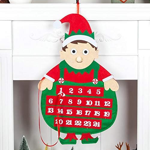 Адвент-календар Seeyeah с обратното броене до Коледа, с 24 джоба, 2020, 24 дни, Тъканни Коледни Висящи украшения (41 cm x 66 cm (16,14x25,98 инча), многоцветен)