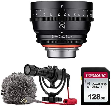 Професионален кинообъектив XEEN by ROKINON 20 мм Т1.9 за Nikon F Mount + Компактен вграден микрофон Rode VideoMicro с амортизатором
