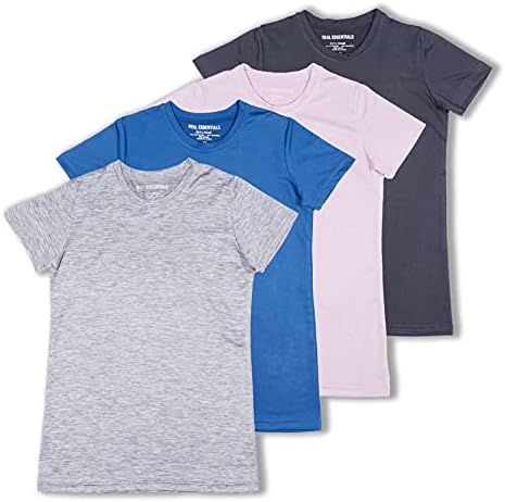 4 Опаковки: Тениска за активни спортни изяви с кръгло деколте и къс ръкав сухо, намаляване за момичета.