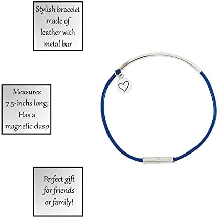 Творчески марки Faithworks - Кожена гривна Thought Keepers с магнитна закопчалка, 7,5 см, синьо-сребрист