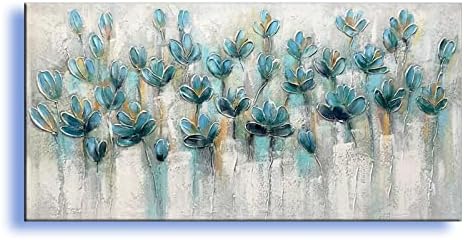 Голяма Абстрактна живопис с маслени бои ръчно изработени Синьо-Цвят Boho Пейзаж Акрилни Оригинално Текстурированное Произведение на Изкуството, Платно Стенно Изку?