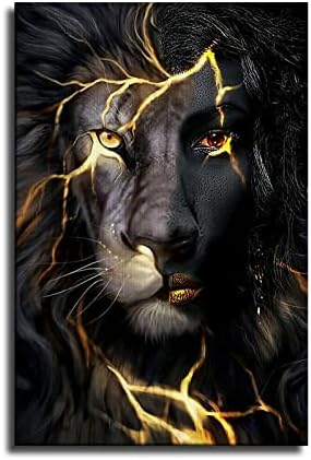 Черен Цар Лъв, Афроамериканский Плакат на Черен Човек Без Рамка, Монтиране на Художествен Плакат Платно Стенни Художествена Декоративна