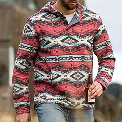 XIAXOGOOL Мъжки Пуловер в стил Уестърн Ацтеките, Лека Ежедневни Hoody С Джоб Кенгуру, годината на Реколтата Качулки С Етнически