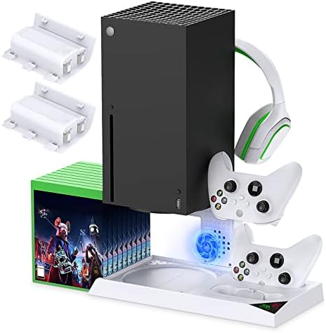 Вертикална охлаждаща поставка YUANHOT, съвместима с Xbox Series X, док-станция за зареждане с акумулаторна батерия с капацитет 1400