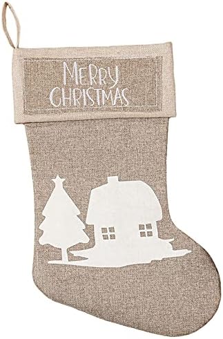 Коледни Висящи чанти - 18,5 инча Джутовые Коледни Чорапи, Коледни Торбички от коноп Чул С принтом Снежен човек, Лосове, Дядо Коледа