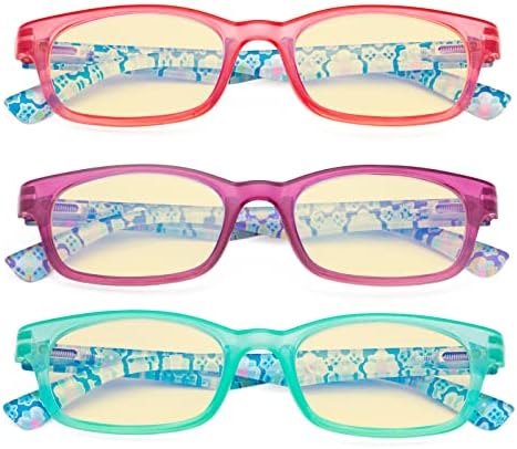 Eyekepper 3 Опаковки Женски Очила За четене със Синьо Светофильтром С Флорални Принтом За цветни компютърни Ридеров + 3.00