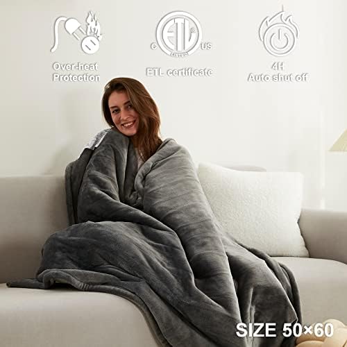 Одеяло с топъл EHEYCIGA Електрическо Одеало с подгряване, 6 Нива на нагряване и автоматично выключением в 10 часа, Меко и Приятно