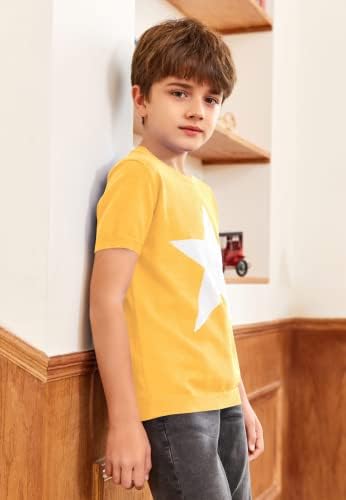 Тениска с къс ръкав за момчета, Принт под формата на Голяма Звезда, Кръг Силует, Мек Вязаный Пуловер за деца и юноши на възраст 5-14 години
