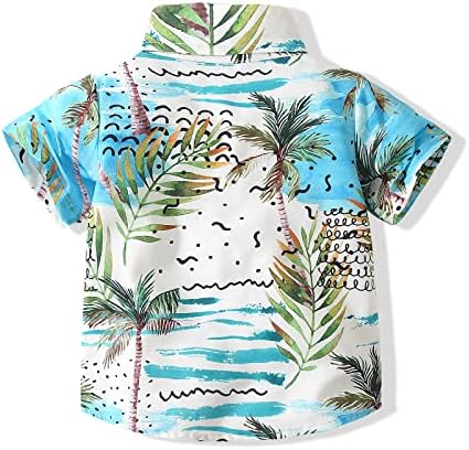 Хавайски Ризи с копчета За по-малките Момчета С Къс ръкав, Готино Рокля Aloha С Анимационни Принтом, Потници, Тениска