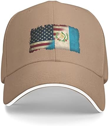 Tiayead Комбинирана бейзболна шапка с Флага на Гватемала и САЩ, Капачката на шофьор на камион за Мъже и Жени, Регулируем Шапка за