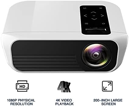Проектор WALNUTA Full HD 1080p, 4k 5000 Лумена Cinema Proyector в прожектор, Съвместим с USB AV с подарък (Размер: версията за Android)