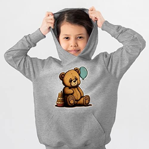 Детска hoody с качулка от порести руно Birthday Bear - Графична Детска hoody - Уникална hoody за деца