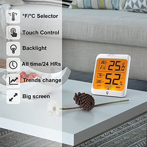 XDCHLK Цифров Термометър, Влагомер С Подсветка Стаен Термометър за стая следи Температурата и влажността на метеорологичната станция