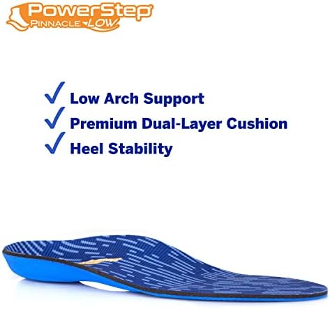 Стелки PowerStep, ниска арка Pinnacle, стелка за облекчаване на болки при плоскостопии, ортопедична стелка с ниска поддръжка на