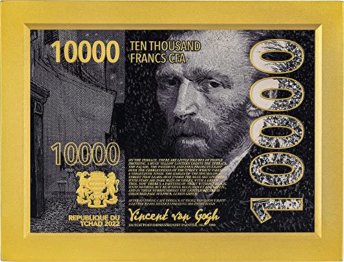 2022 DE Широкоформатни картини на Винсент Ван Гог PowerCoin кафе Тераса през Нощта, Покрита със Сребърна монета с тегло 2 Грама