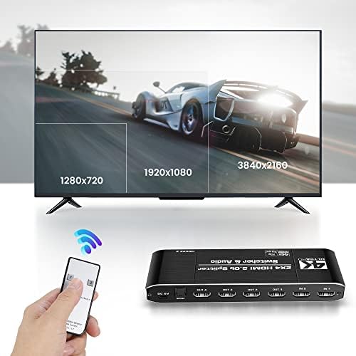 avedio свързва 4K @ 60Hz HDMI Splitter Switch 2 in 4 Out, 2x4 HDMI Switcher Дърва с SPDIF и 3.5 мм аудио, 4K, HDMI Splitter с дистанционно