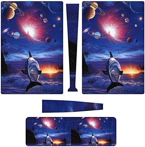 Красиви Делфини Стикер с изображение на Делфин Подскача Калъф за PS5 Digital Edition Етикети за конзолата PS5 и контролер Устойчиви
