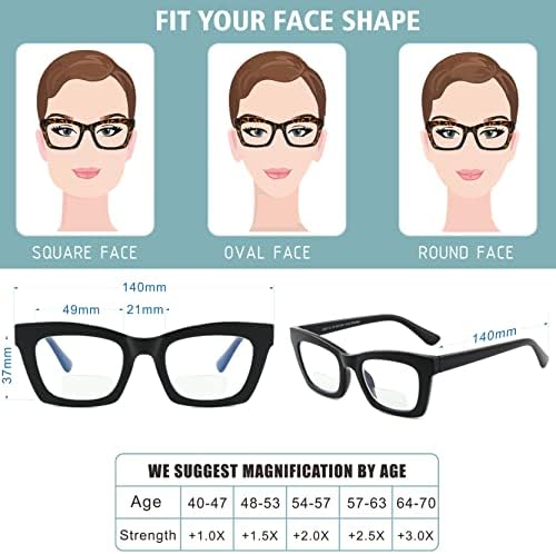 SUNAMOY Бифокални Очила За Четене Дамски Модни Дизайнерски Компютърни Очила Синя Светлина Сладки Стилни Очила За Четене В Широка