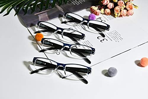 Очила за четене Eyekepper-4 опаковки, Синя Прозрачна Рамки за жени и Мъже, два цвята Очила за четене