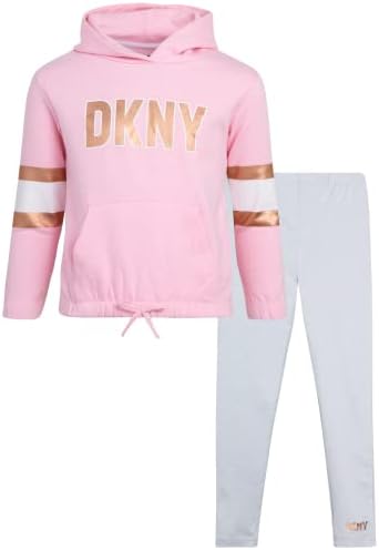 Комплект леггинсов за момичета DKNY - мек вълнен плат Пуловер от 2 теми, Hoody и Разтеглив, гамаши
