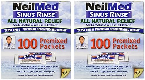 Омекотители за синусите NeilMed, предварително смесени със 100 торби сол, алергии и синусите (опаковка от 2 броя)