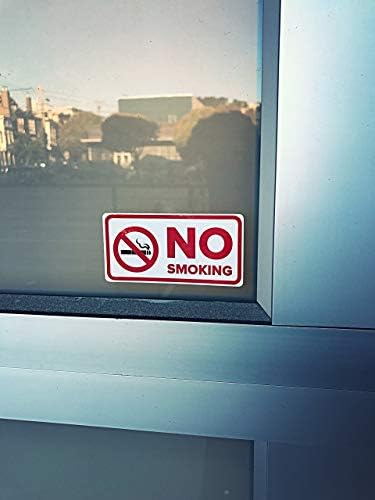 Етикети с надпис Пушенето забранено (опаковка от 6 броя) | при всякакви метеорологични условия Винил за вътрешно и външно използване в бизнеса, кола или къща, 2 x 4